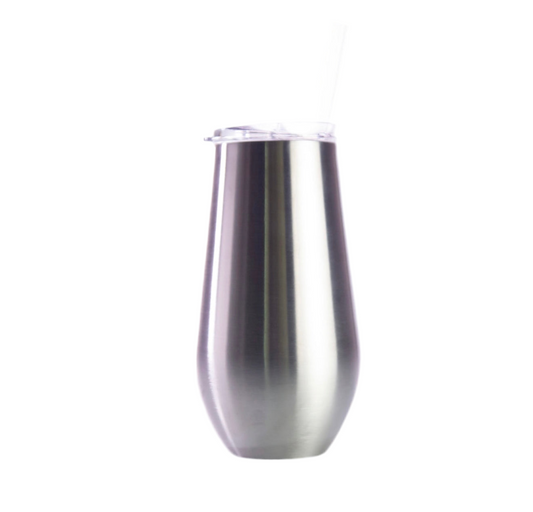 17oz Stemless Wine Glass w/ sliding lid and straw